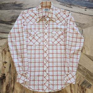 Vintage 70's or 80's Miller Western Wear Slim Fit Plaid Button Up Shirt